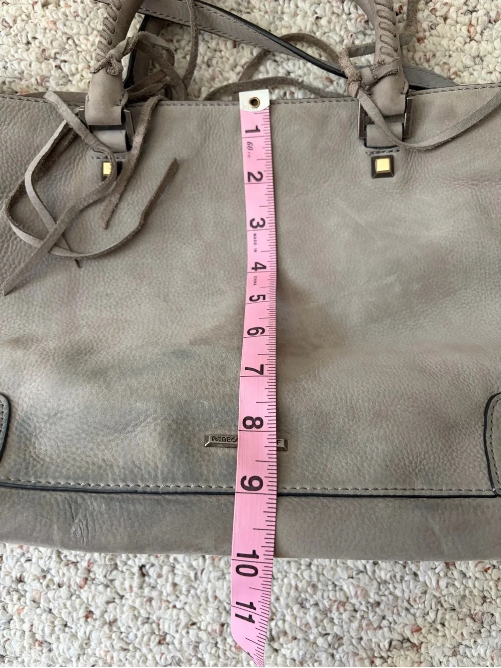 Rebecca Minkhoff Braided-Handle Taupe Satchel Handbag